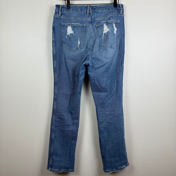 Good American Jeans Women 10/30 Blue Denim Curve Straight Leg Distressed GCS144T - Picture 3 of 9